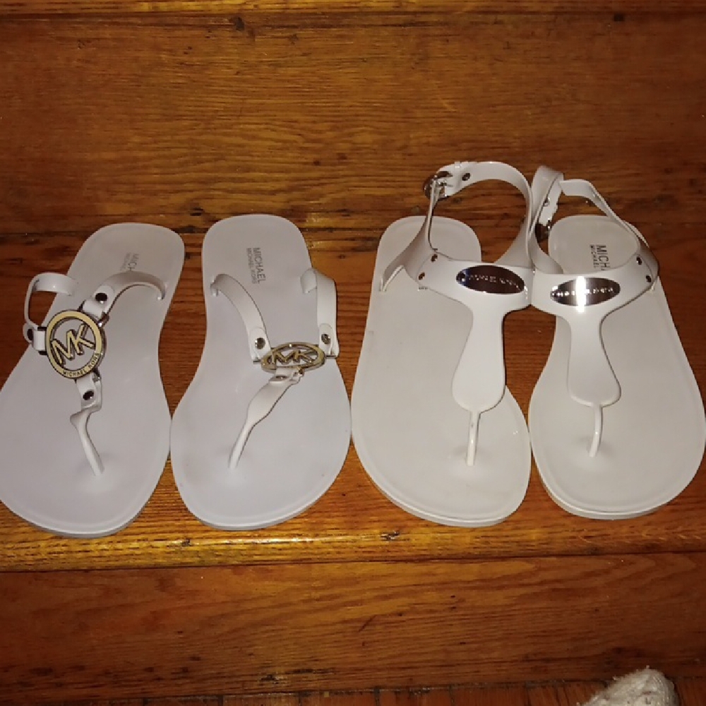 Michael Kors White and Gold Sandals for Women